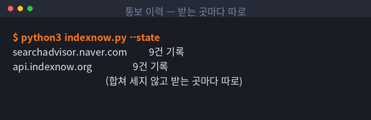 통보 이력이 받는 곳마다 따로 기록된 모습
